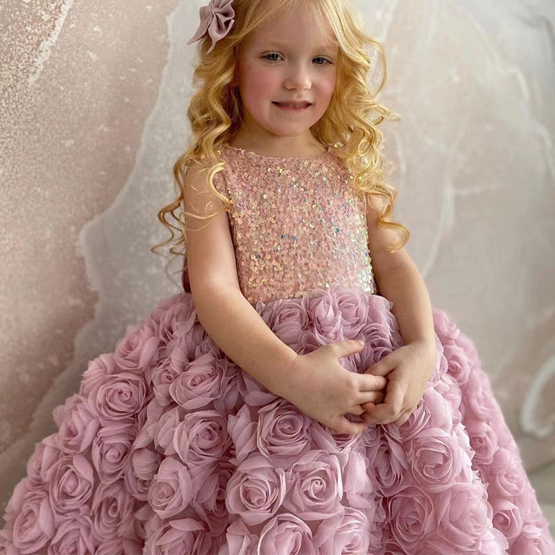 Flowers and Bow Children's Party Dress