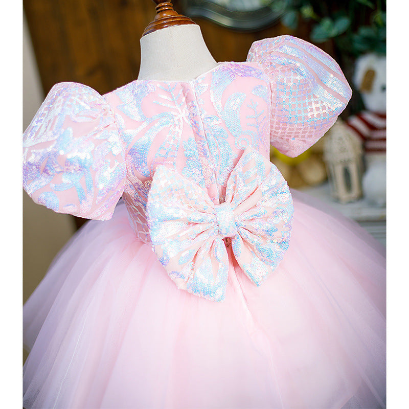 Children's Pink Tulle Bow Dress